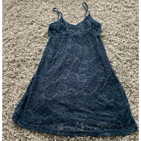 HARD TAIL FOREVER BLUE LACE LINED SUN TANK DRESS SZ M - Picture 1 of 8